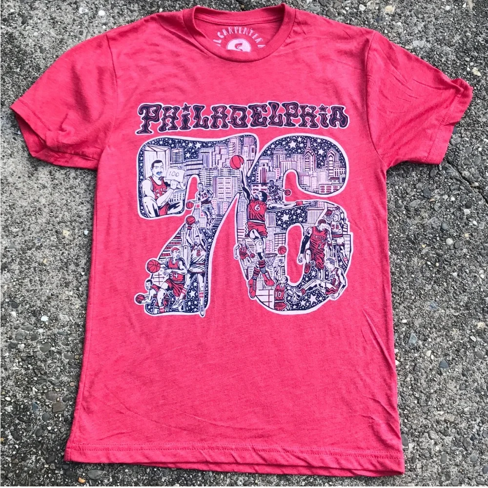 Philadelphia 76ers Graphic Tee | Paul Carpenter Art | Unisex Small - Picture 1 of 7
